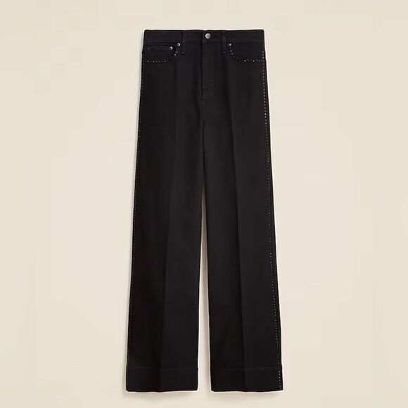 NWT J CREW Embellished denim trouser in Black Rinse - Picture 6 of 7